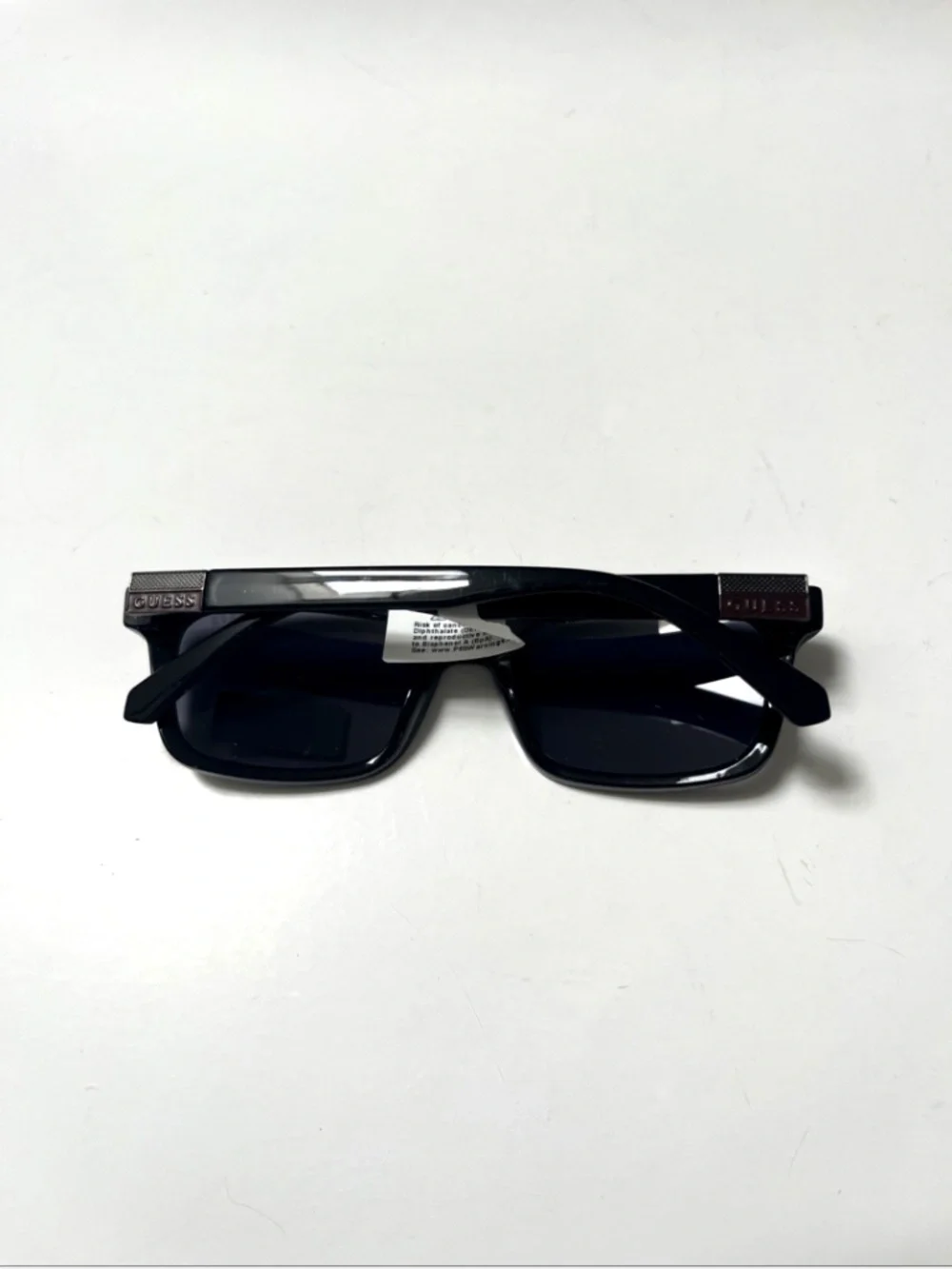 NWT GUESS Square Sunglasses Black Classic Red Logo GO00113 Glossy Acetate